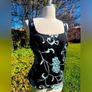 ALEX EVENINGS 🌸 Floral Black and Blue Women's Top